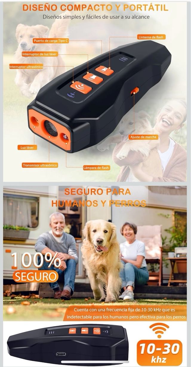 Ahuyentador Perros Ultrasonidos 3 Frecuencias.