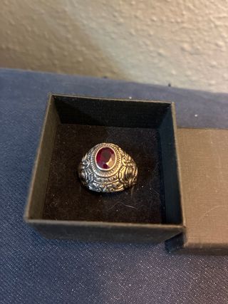 Anillo Plata Cristal Rojo Talla 19