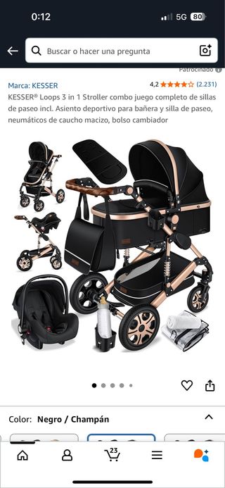 Carrito de bebé negro