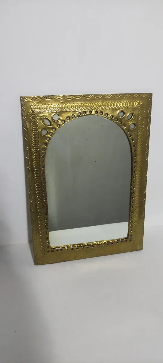 Espejo Antiguo Dorado Marco Metálico