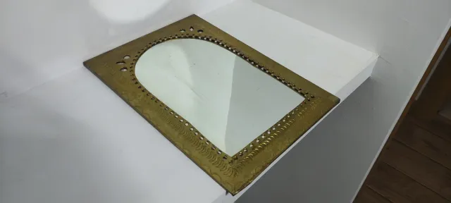 Espejo Antiguo Dorado Marco Metálico