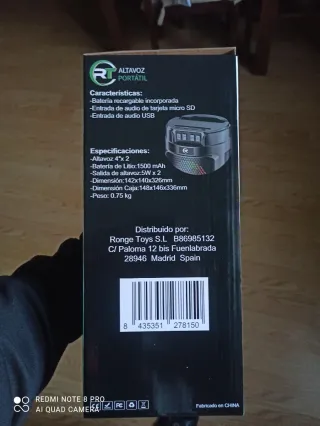 Altavoz Portátil RT Negro Multicolor