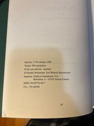 Cartas sobre la policía - V. de Foronda (Ed. Numer