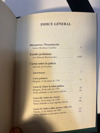 Cartas sobre la policía - V. de Foronda (Ed. Numer