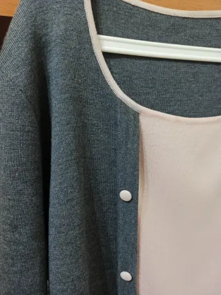 Maglione lungo grigio e rosa