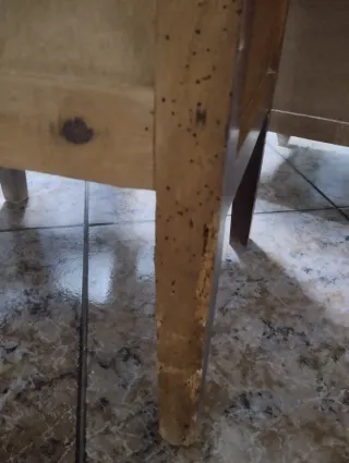 Mesita Noche Antigua Mármol y Madera