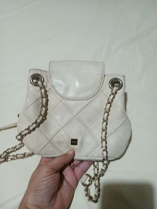 Bolso Purificación García Beige y Dorado