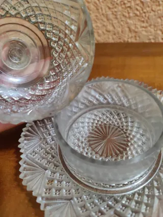 Antigua Mantequera Cristal Tallado