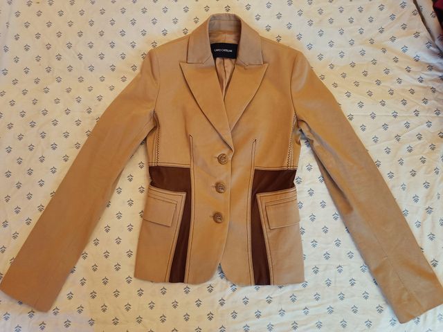 FLAVIO CASTELLANI blazer slim cotone pelle XS/S