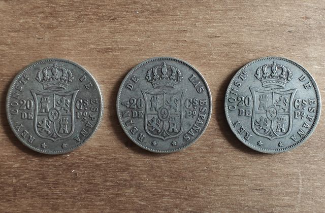 Monedas Plata 20 Centavos Filipinas 1863 1881 1883