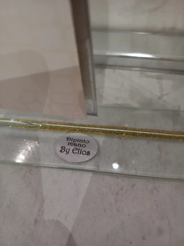 Sacra Famiglia dipinta a mano su vetro