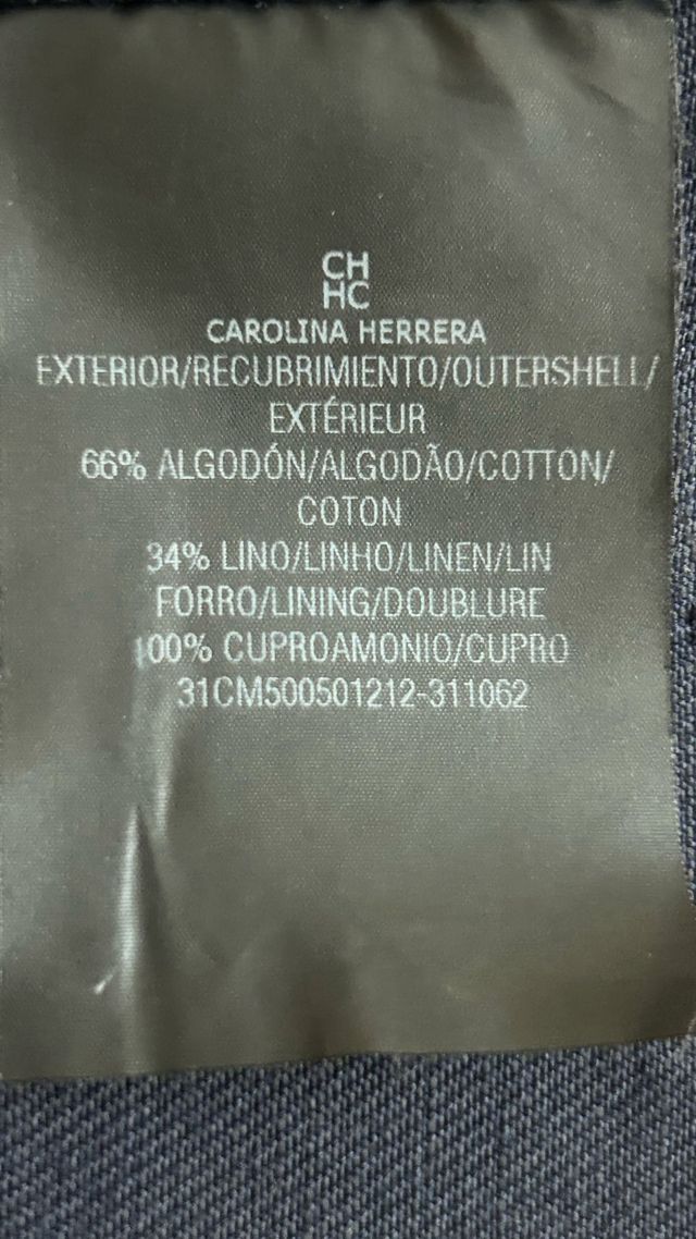 Gabardina Carolina Herrera Algodón Lino Azul