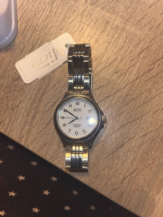 Reloj Micro Plata/Blanco