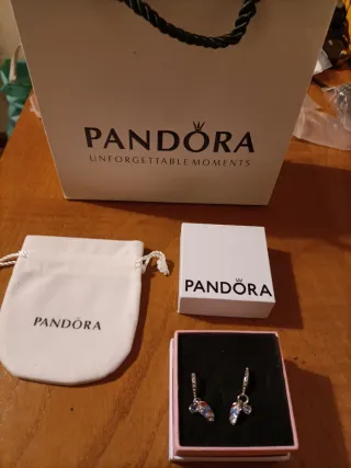 Pendientes Pandora Plata diseño pluma nuevos 