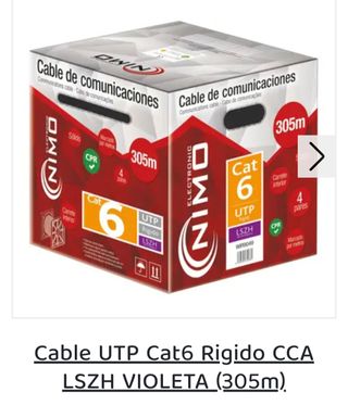 Cable UTP Cat6 CCA Rigido LSZH Violeta 305m
