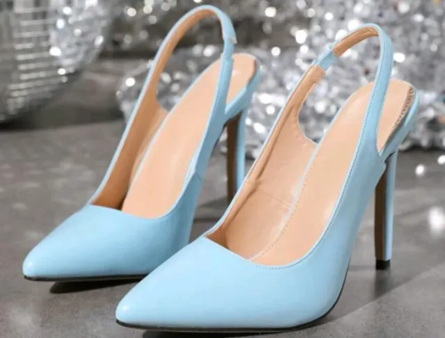 Scarpe con tacco slingback celesti n.36