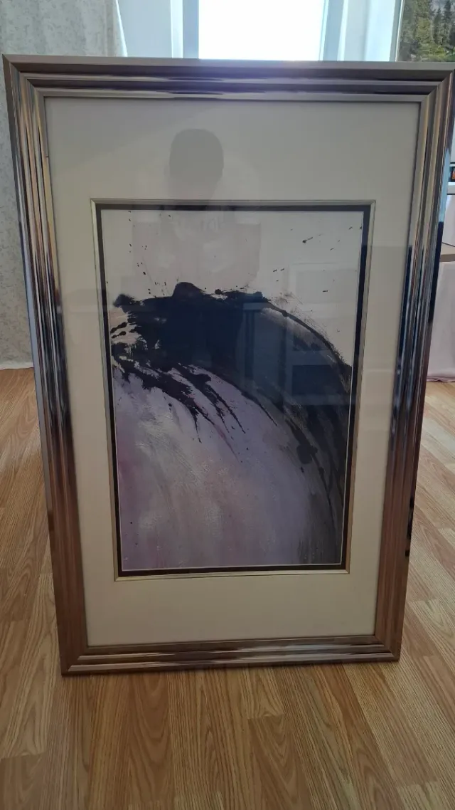 Quadro moderno com moldura metalizada 0,92x0,62