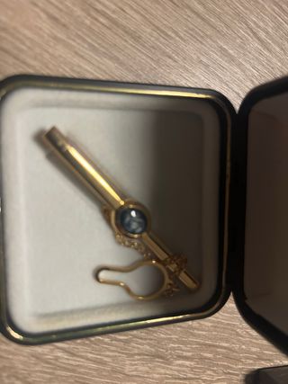 Pisacorbatas Vid Azul y Dorado