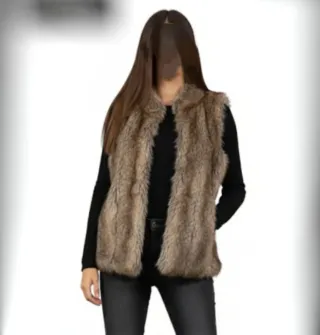 Chaleco de Piel Sintética Berhka, Lince Marrón Gri