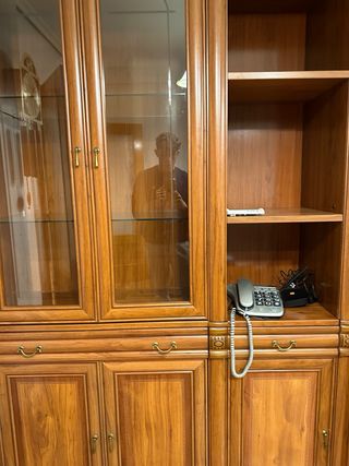 Mueble de salón completo madera y cristal