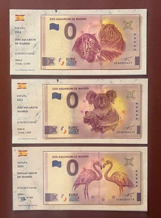 Billetes 0€ Euro Souvenir Zoo Aquarium Madrid