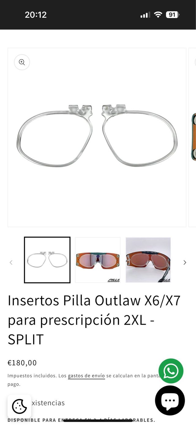 Insertos para gafas Pilla x6/x7
