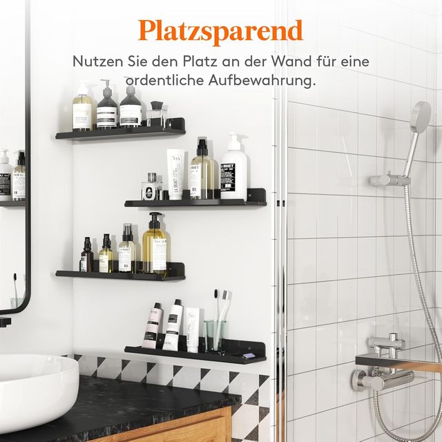 8 mensole da parete sospese in metallo 38x10 cm