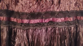 Falda terciopelo y encaje marrón