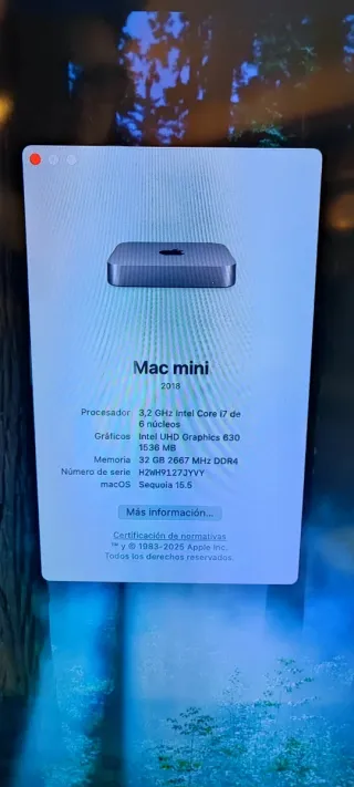 Mac Mini 2018 Plata