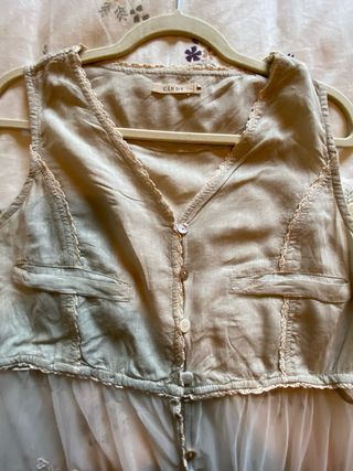 Chaleco romántico/boho de Cirdy, encaje beige, S/M