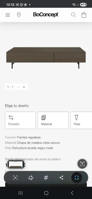 Mueble TV BoConcept Madera y Metal Negro