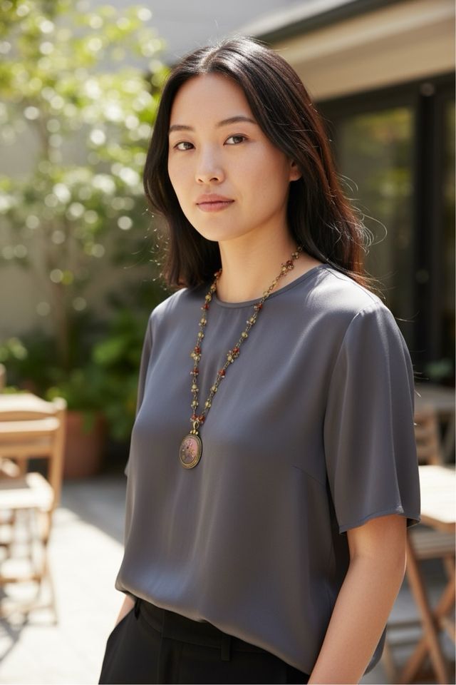 Collar con colgante dorado y piedras