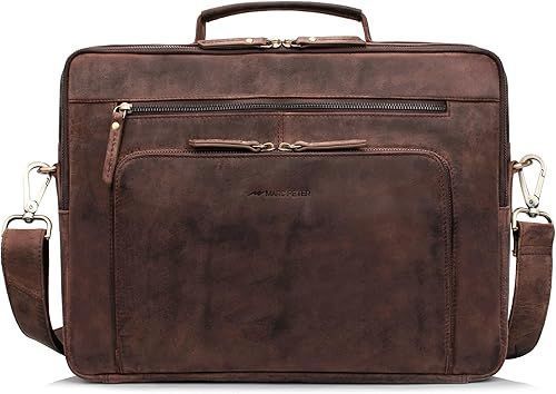 Borsa a tracolla Marc Peter 15.6 in pelle marrone
