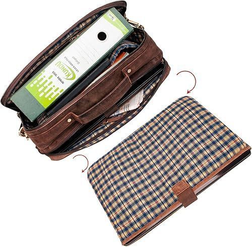 Borsa a tracolla Marc Peter 15.6 in pelle marrone