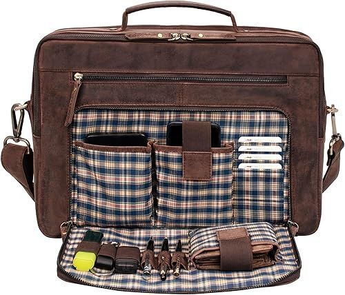 Borsa a tracolla Marc Peter 15.6 in pelle marrone