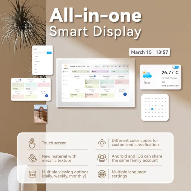 Calendario Elettronico Intelligente a Parete 15,6"