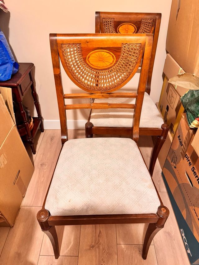 Pack 4 Sillas Madera y Ratán