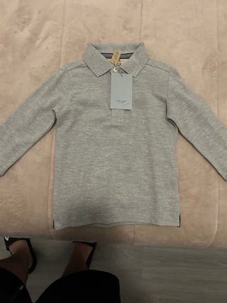 Polo Zara Niños Talla 5 Gris Manga Larga