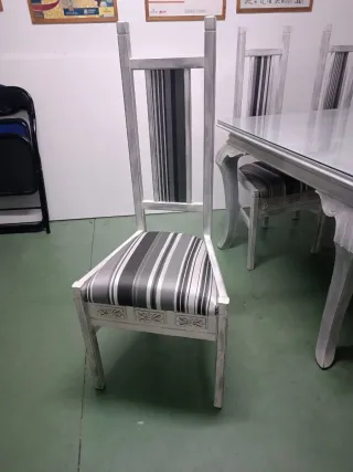 Comedor clásico vintage 4 sillas cristal madera
