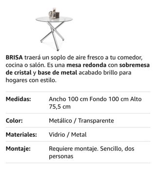 Mesa redonda cristal 100cm