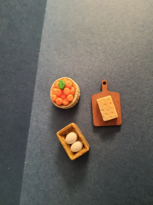 Set miniature presepe cestini/tagliere con cibarie