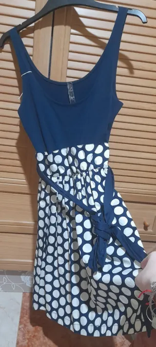 Vestido Pin Up lunares azul y blanco