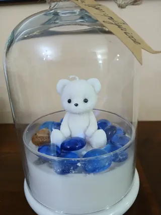 Campana vetro con candela orsetto