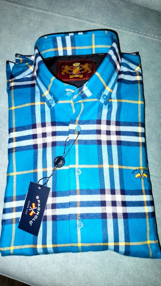 Camisa Spagnolo Hombre Azul Cuadros