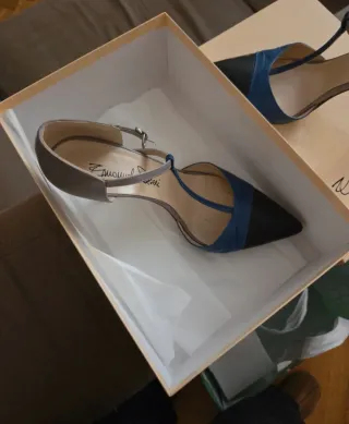 Scarpe tacco Emanuele Passeri pelle nero/blu