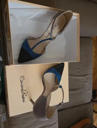 Scarpe tacco Emanuele Passeri pelle nero/blu