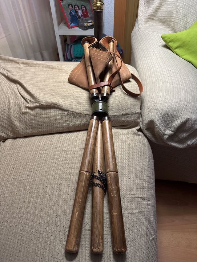 Silla plegable cuero y madera