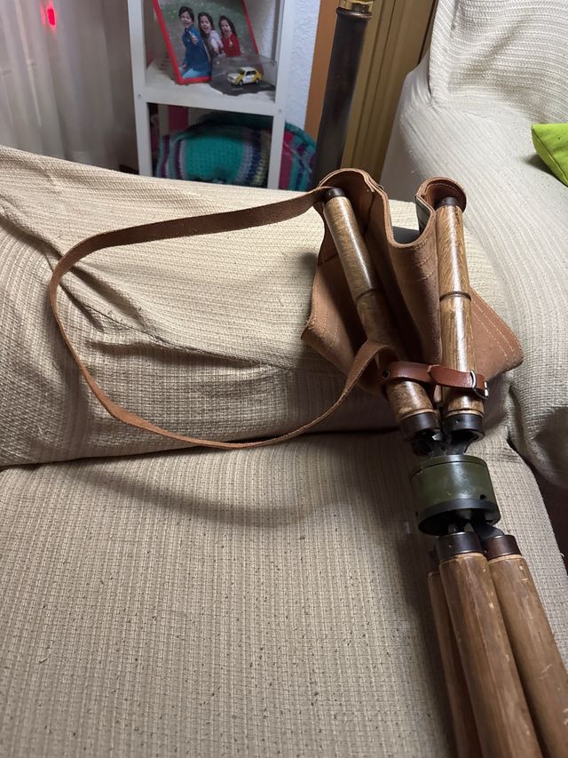 Silla plegable cuero y madera