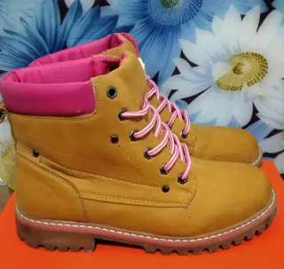 Botas militares mujer marrones y rosas