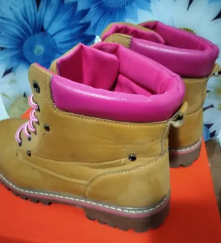 Botas militares mujer marrones y rosas
